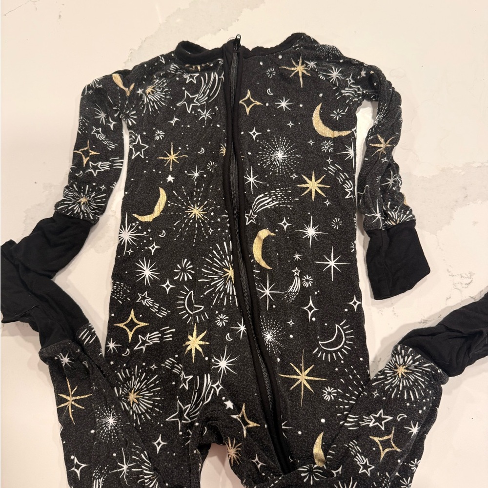Little Sleepies Black and Gray Starry Onesie
